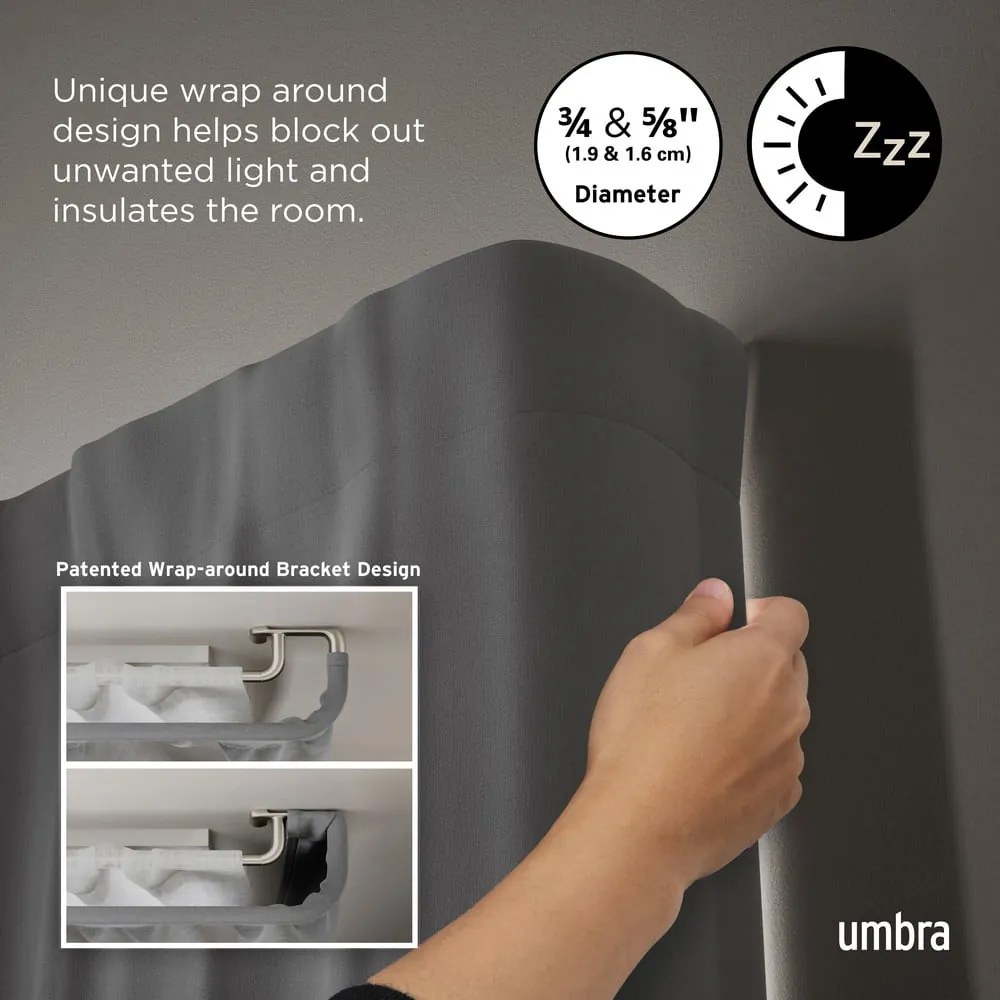 Acél bővíthető dupla függönykarnis 76 - 213 cm Twilight – Umbra