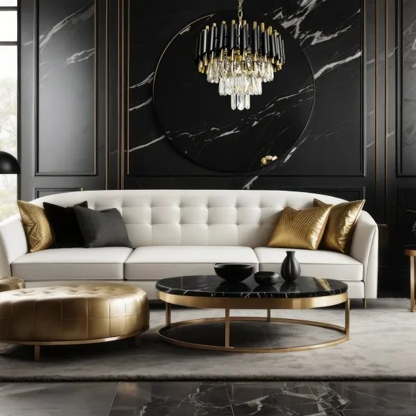 Csillár láncon CRISTAL 5xE14/40W/230V arany/fekete