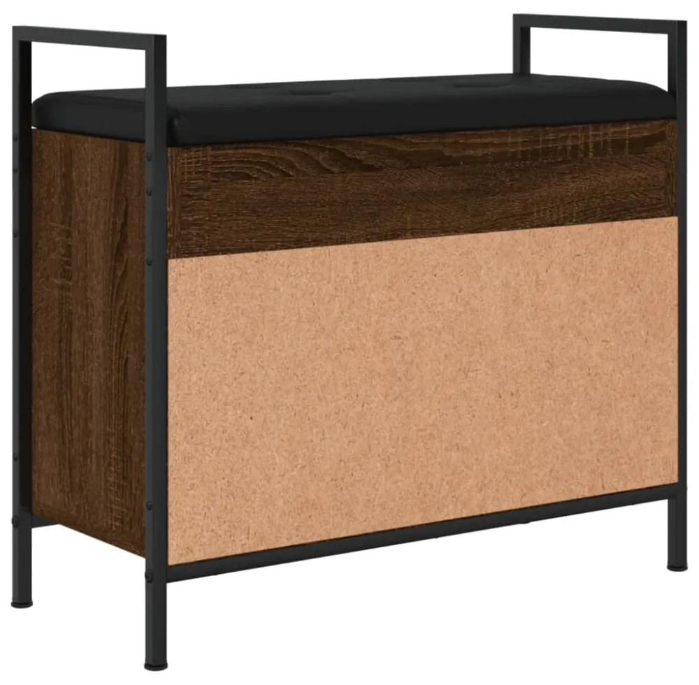 barna tölgy színű szerelt fa cipőtároló pad 65,5 x 32 x 57,5 cm