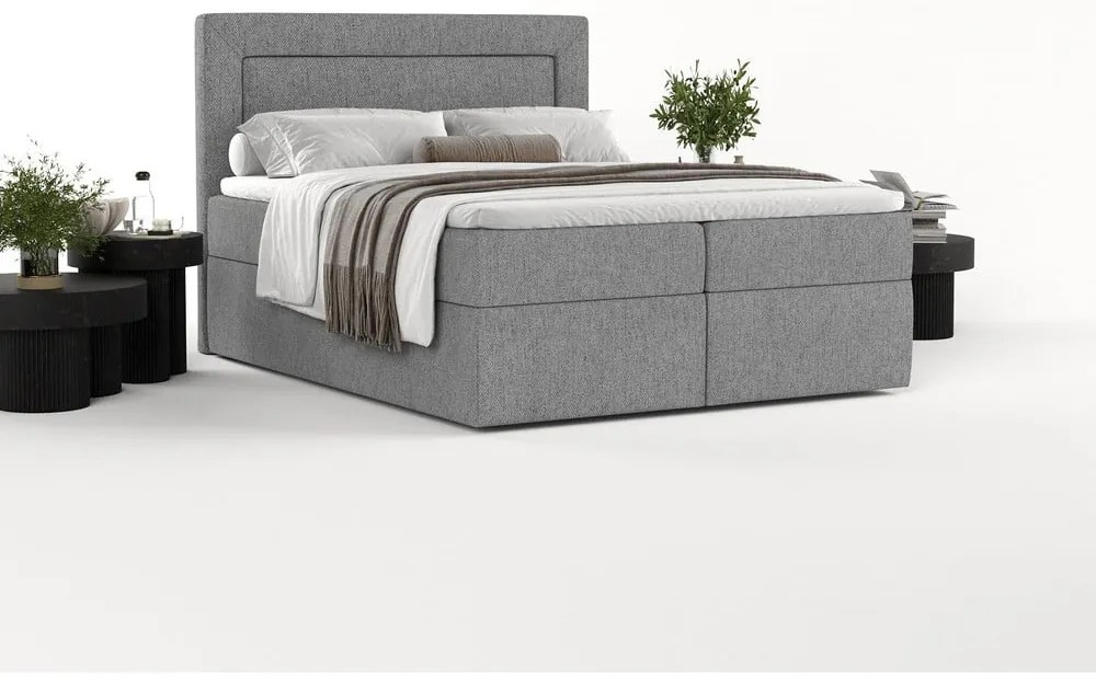 Szürke ágyneműtartós boxspring ágy 160x200 cm Imagine – Maison de Rêve