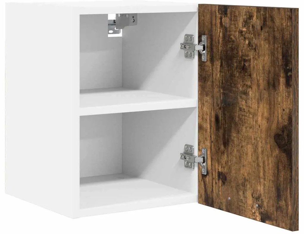 Függő szekrény polcokkal Riga 2 pcs Füstölt tölgy és fehér