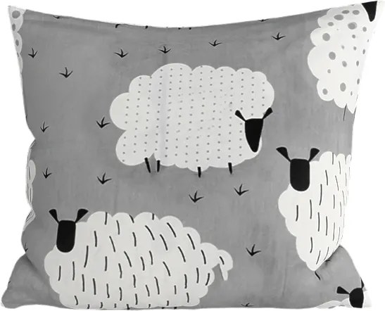 Polipamut párnahuzat WHITE SHEEPS 45x45 cm, szürke