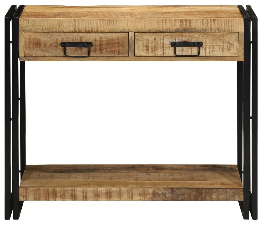 Konzolasztal 90x33x75 cm Tömör durva mangófából