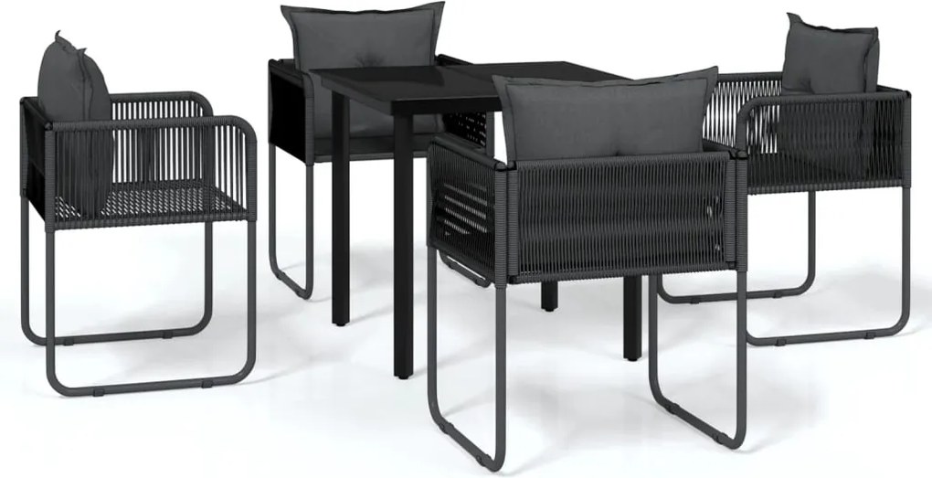 vidaXL 5 részes fekete kerti étkezőgarnitúra