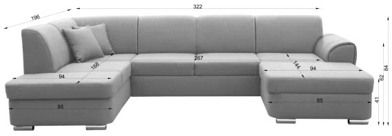 U-alakú, kihúzható sarokülőgarnitúra tárolóval SERPA, balos, bézs