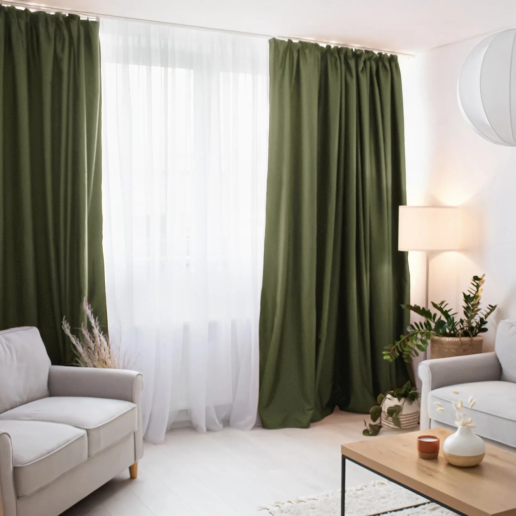 Goldea sötétítő függöny blackout szatén fényű - olivaszínű 270x240 cm