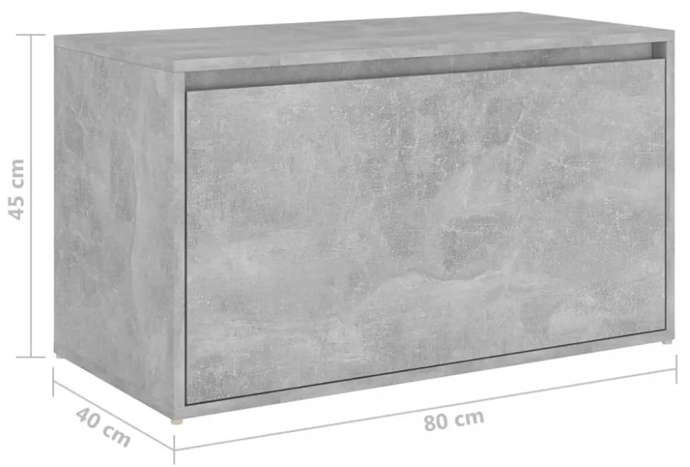 betonszürke szerelt fa előszobapad 80 x 40 x 45 cm
