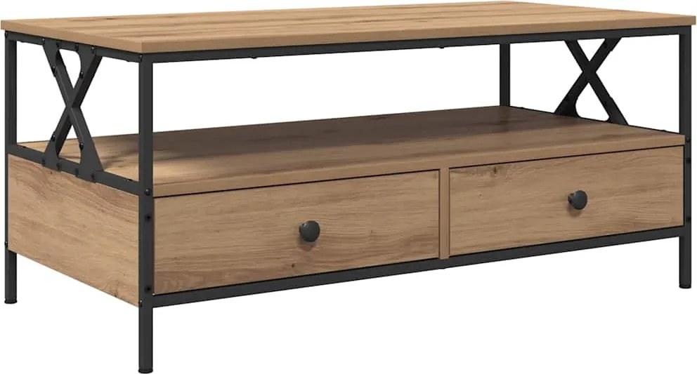 vidaXL Dohányzóasztal kézműves tölgy 100 x 51 x 45 cm Faanyag