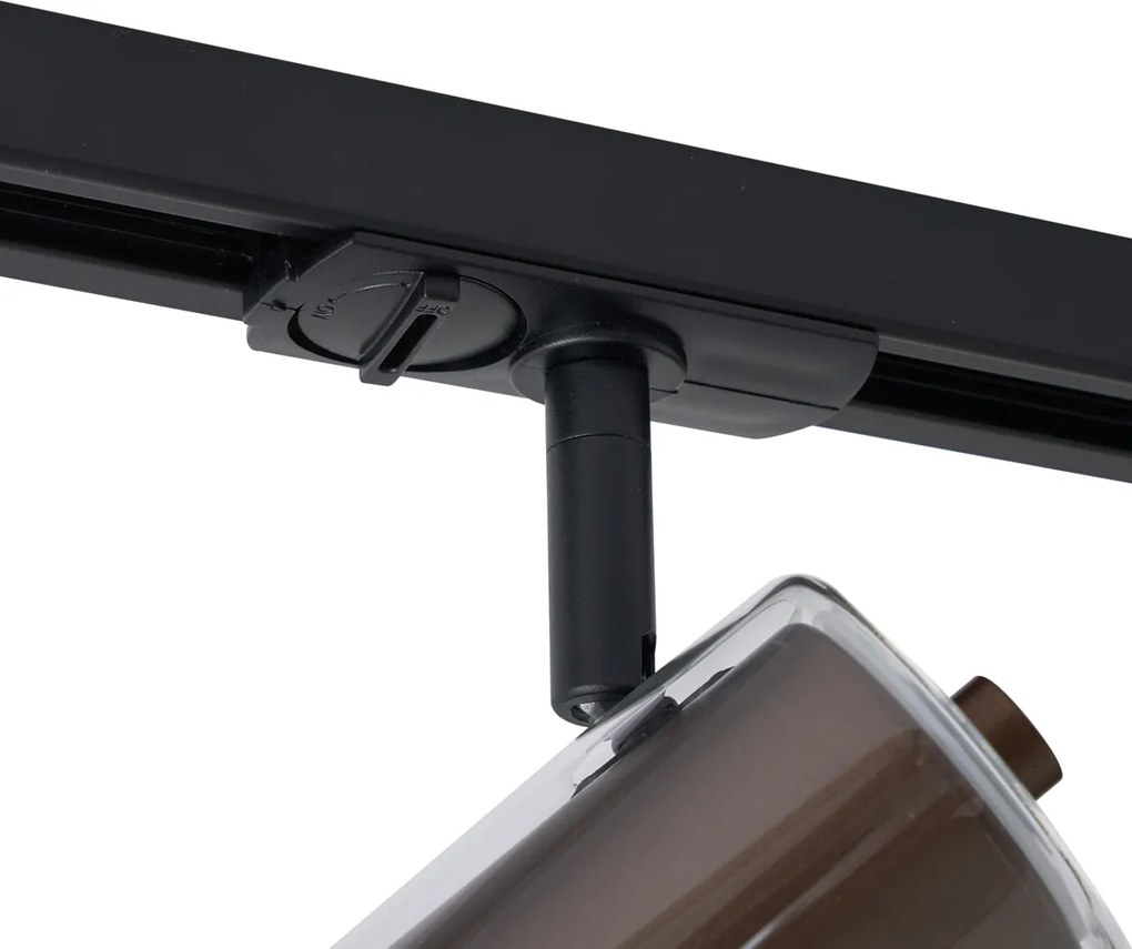 Modern railsysteem zwart met 3 spots donker brons 1-fase - Iconic Lloyd