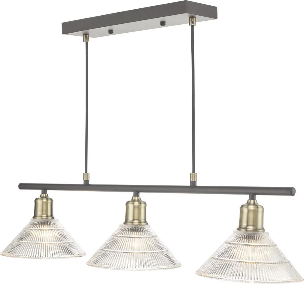 DAR LIGHTING BOY0375 BOYD Többágú Függesztett Lámpa Antik Sárgaréz, Átlátszó E27 IP20