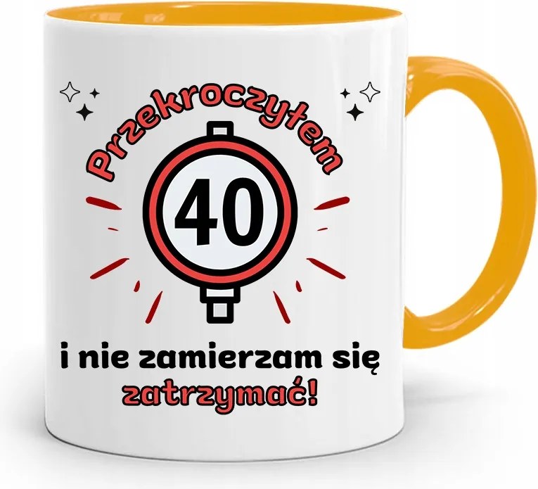 Születésnapra 40 40-es 40-es Bögre Sárga Ajándék fényképes nyomattal