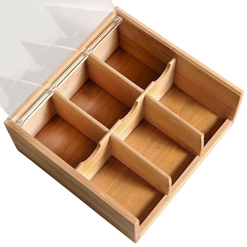 Kesper 58903 Bambusz tea szervező, 6 rekesz, 22 x21 x 9,5 cm