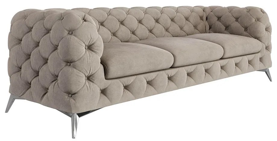 Szürkésbézs bársony kanapé 243 cm Chelsea – Ropez