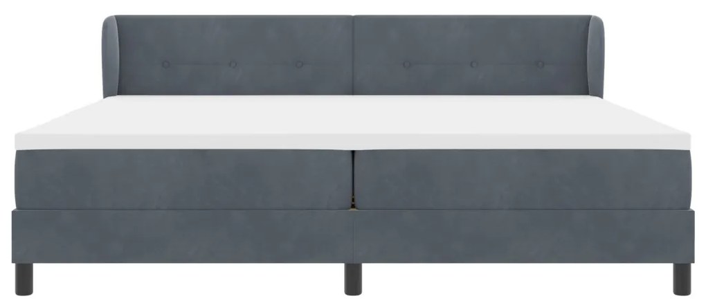 Boxspring Ágy Matraccal Sötétszürke 200x200 cm Velúr