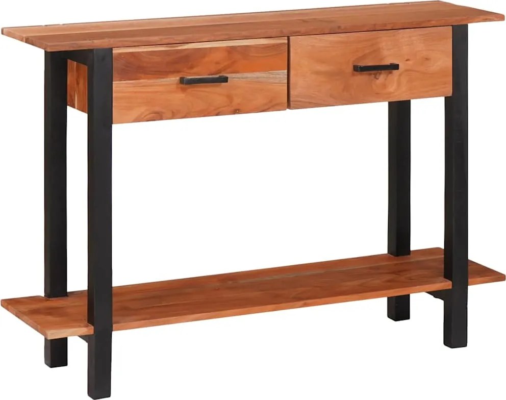vidaXL Konzolasztal fiókkal polcokkal Barna és fekete 110 x 30 x 75 cm