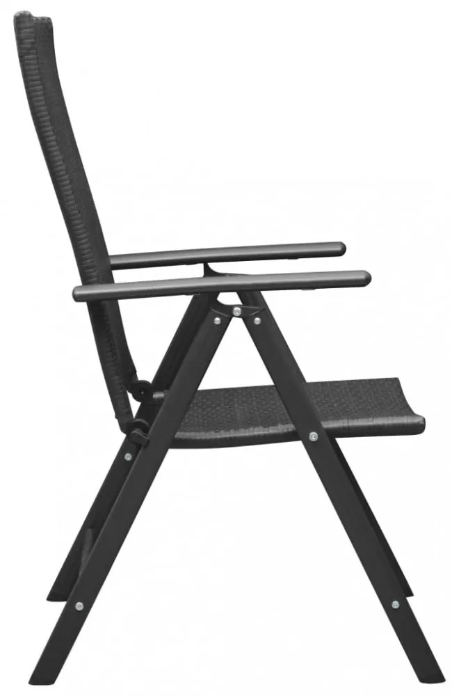 4 db fekete polyrattan kerti szék