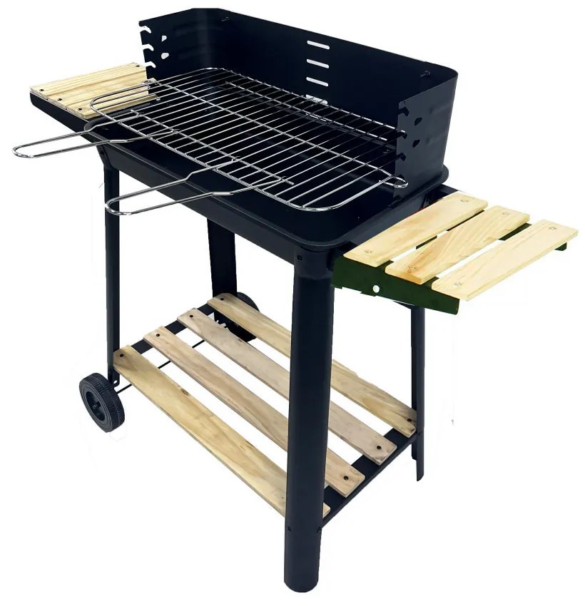 Téglalap alakú görgős faszenes grill