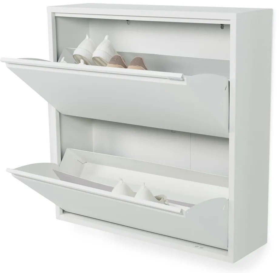 Fehér fém billenő ajtós cipőtartó 75x77,5x22,5 cm Billy – Spinder Design