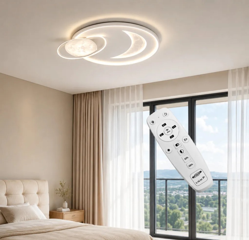 UNIVERSO Mennyezeti lámpa 45W/90W 3600lm/7200lm IP20 Fehér CCT Távirányító 570x500mm