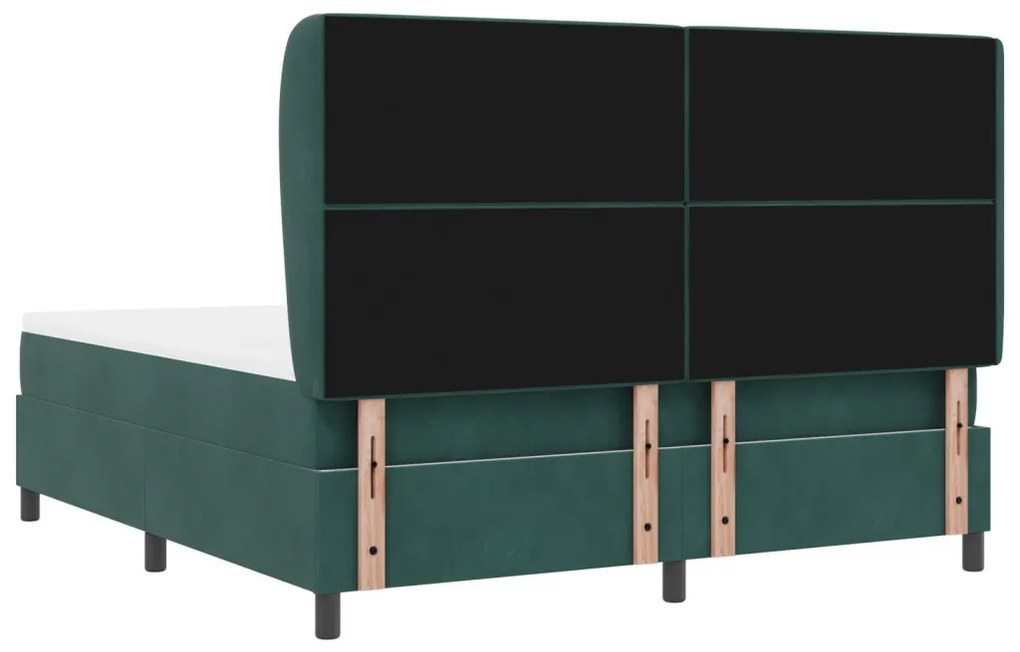 Box Spring Ágy matraccal sötét zöld, 180x200 cm, bársony