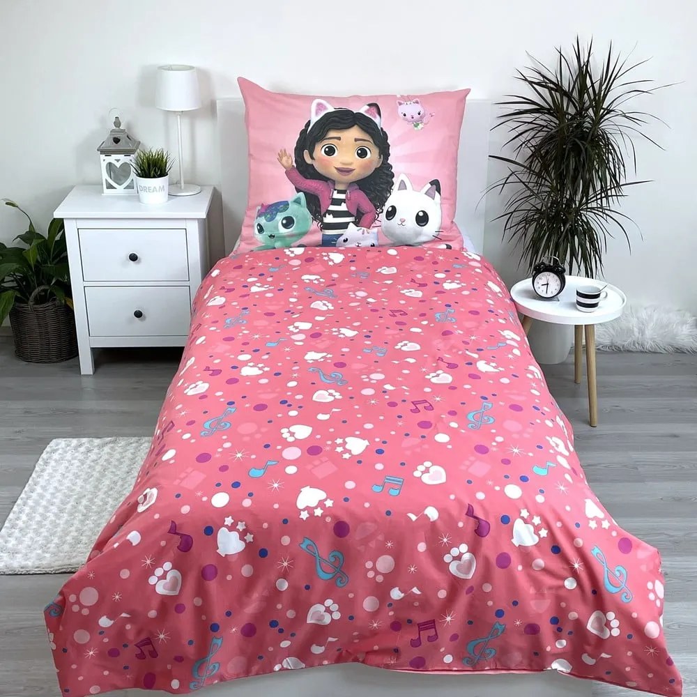 Egyszemélyes pamut gyerek ágyneműhuzat 140x200 cm Gabby's Dollhouse – Jerry Fabrics