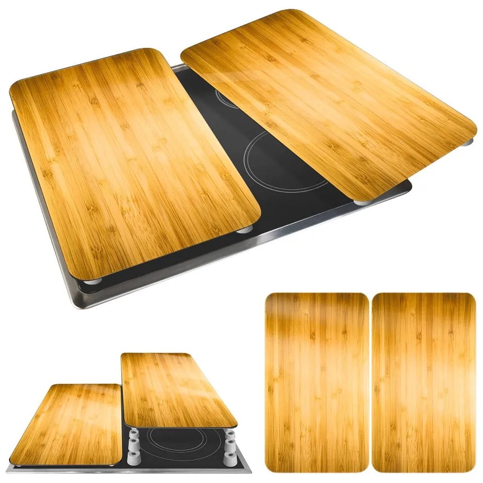 Edzett üveg tűzhely fedőlap szett 2 db-os 52x30 cm Wooden – Maximex