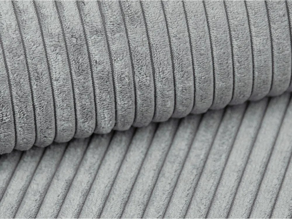 Világosszürke kordbársony sarokkanapé (bal oldali-heverő résszel) Campi – Cosmopolitan Design