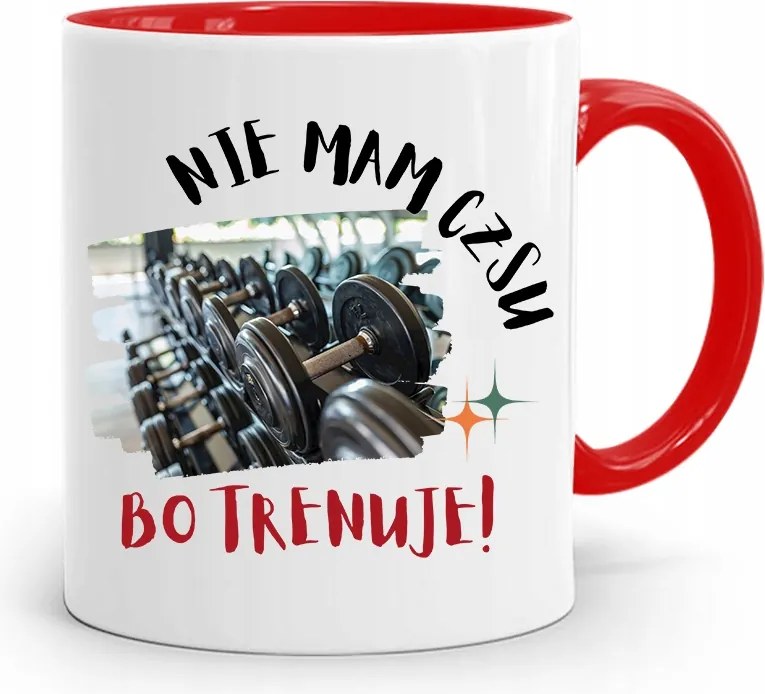 Edzőnőnek Edzőterem Bögre Piros, fényképes nyomott mintával