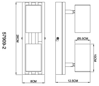 Globo 57909-2 - Spotlámpa KAYDEN 2xGU10/25W/230V fekete