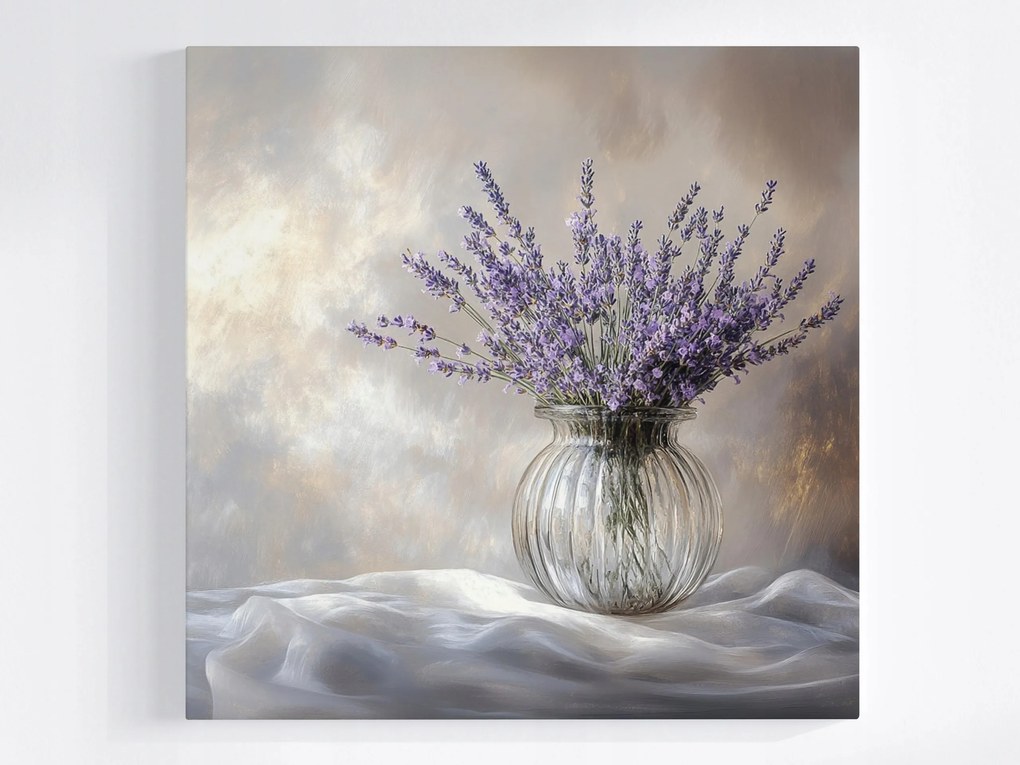 Vászonkép Canvas Dekoráció Váza Virágok Levendula Retro Csokor 40x40