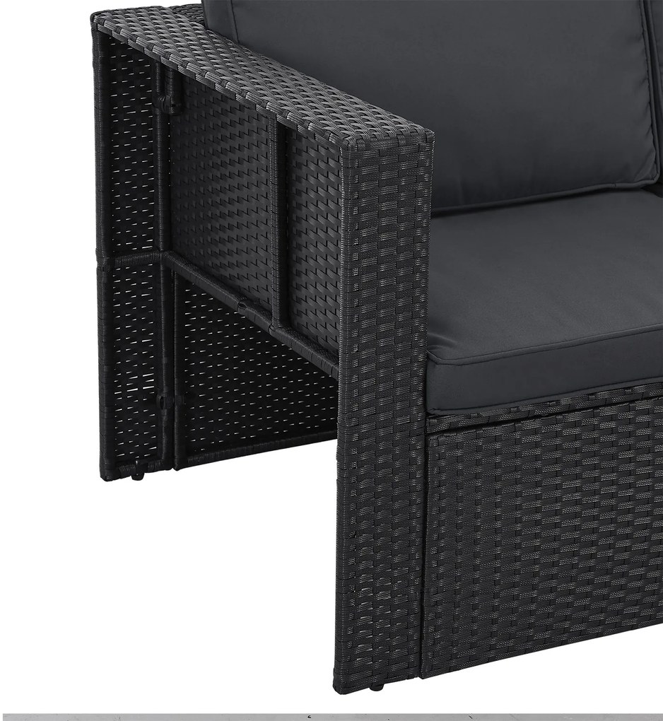 Juskys Salou rattan kerti bútor szett - fekete