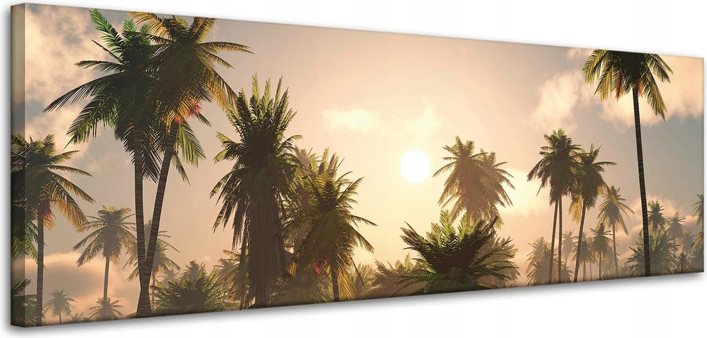 Vászonkép Naplemente Pálmafák Natura 120x40 cm Ideális ajándék