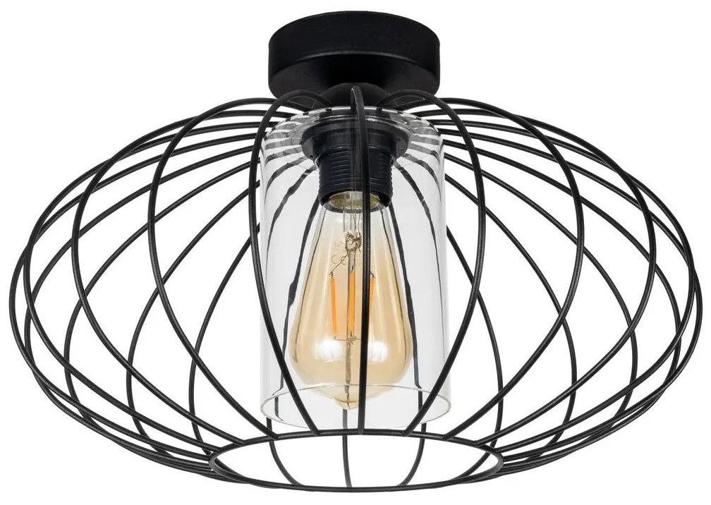 Felületre szerelhető csillár CORRINI 1xE27/60W/230V átm. 34 cm fekete/átlátszó