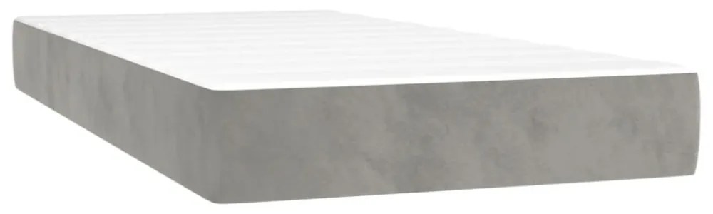 világosszürke bársony rugós és LED-es ágy matraccal 80 x 200 cm