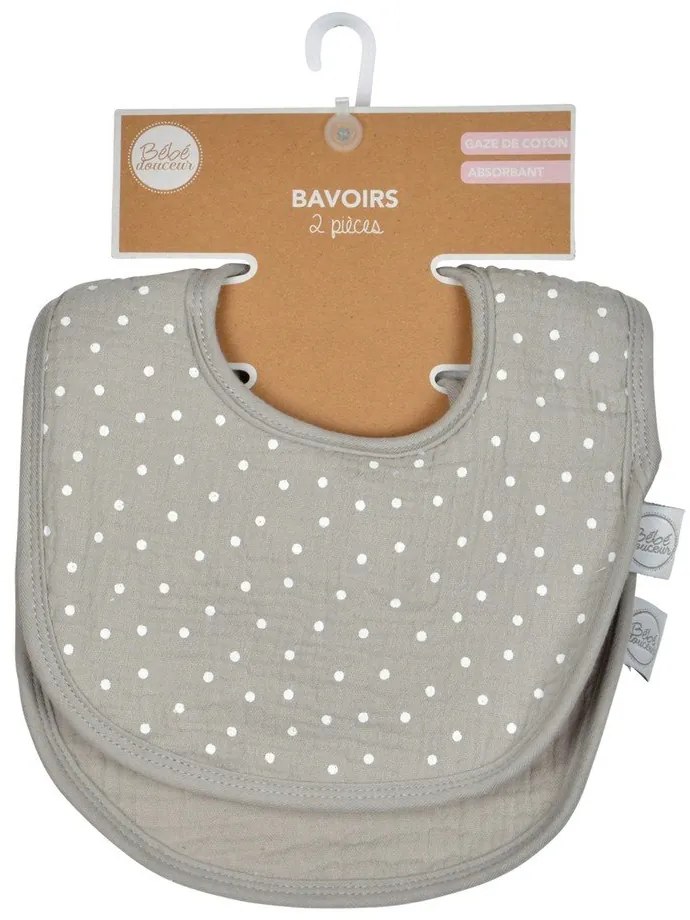 Szürke muszlin előke szett 2 db-os – Bébé Douceur