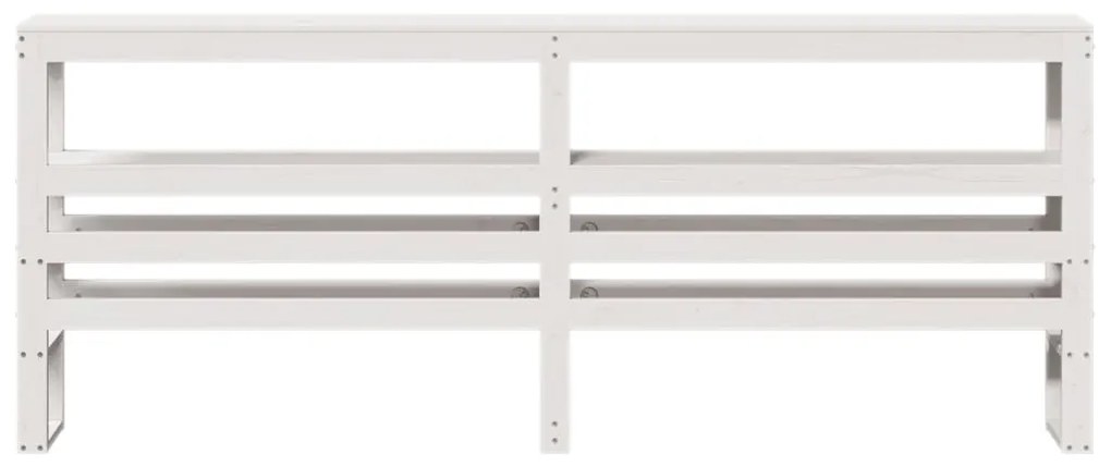 fehér tömör fenyőfa fejtámla polcokkal 200 cm