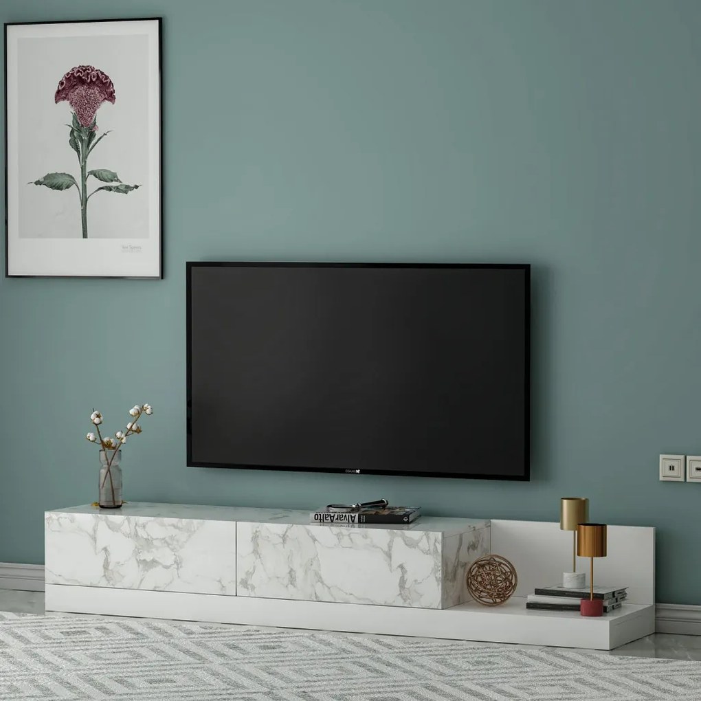 Major TV-állvány, márvány-fehér, 180 cm