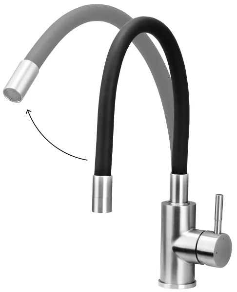 Concept BDC7138 - Mosogató csaptelep rugalmas kifolyókarral, fényes króm/fekete