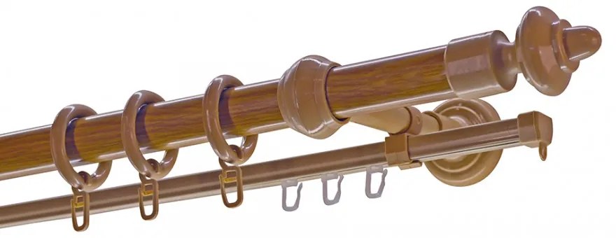 Sötét tölgy műanyag végzárós rúd karnis 120 cm