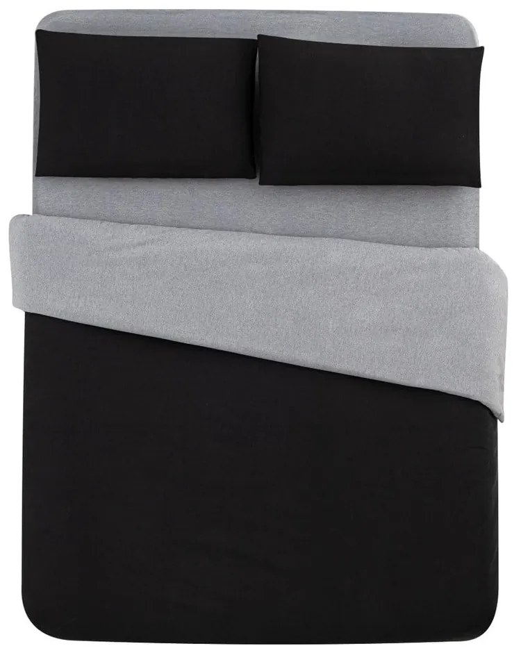Fekete-szürke egyszemélyes-hosszabbított pamut ágyneműhuzat lepedővel 160x220 cm – Mila Home