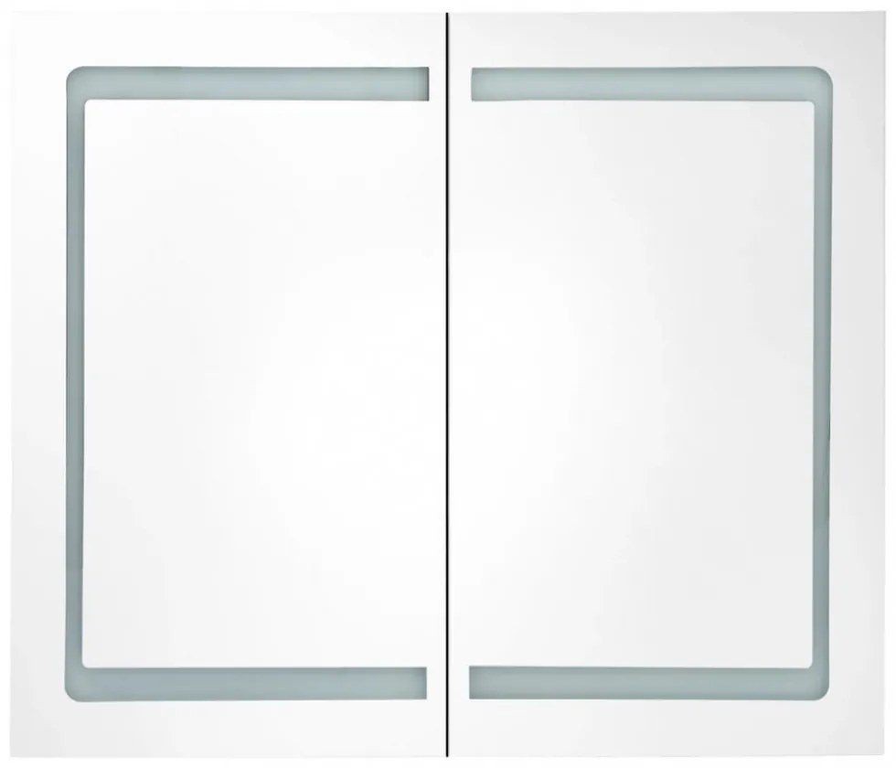 tükrös fürdőszobaszekrény LED világítással 80 x 12,2 x 68 cm