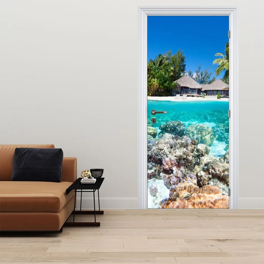 Fotótapéta ajtóra - Strand egy trópusi szigeten (95x205cm)