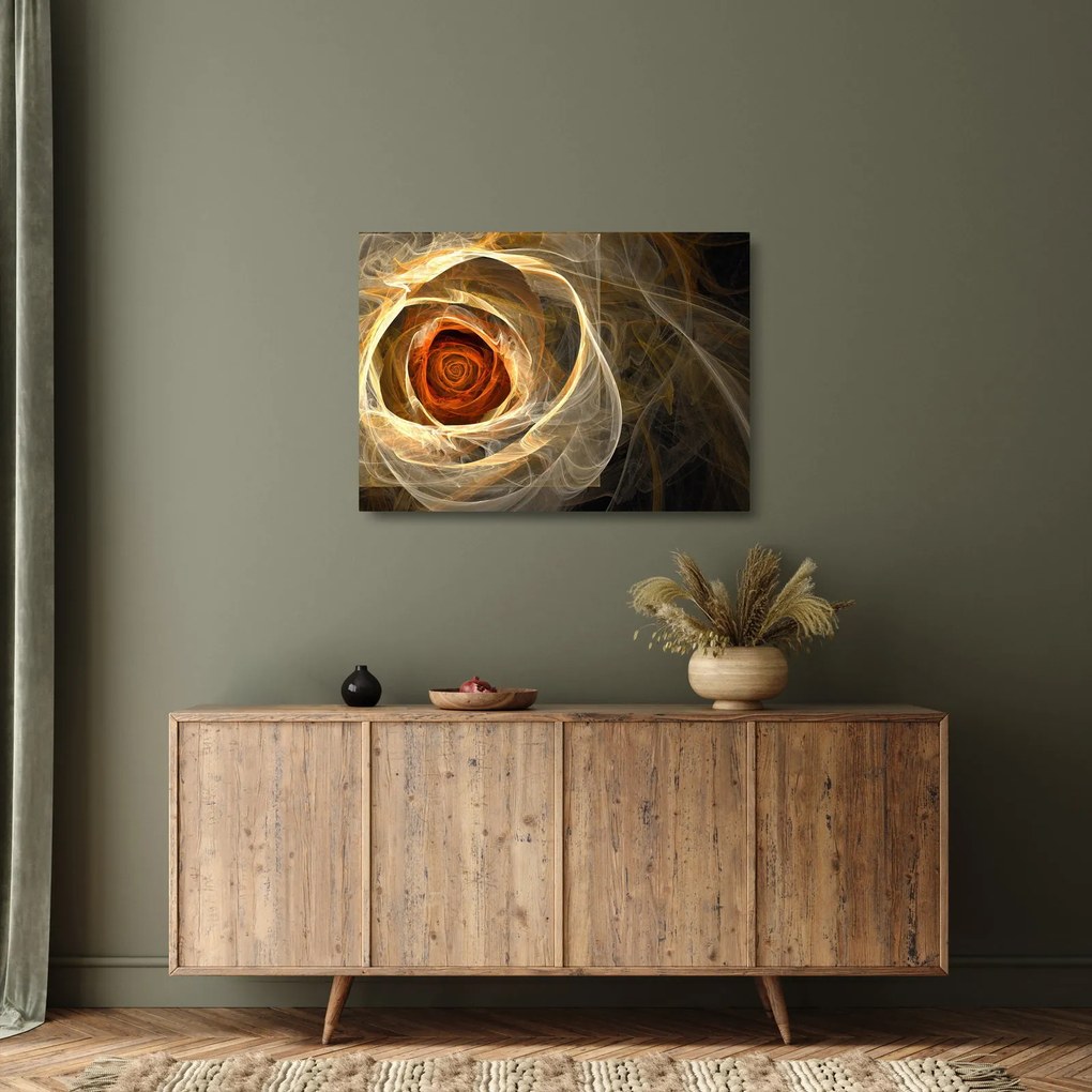 Üveg kép - Absztrakt rózsák tüzes színekben (70x50 cm)