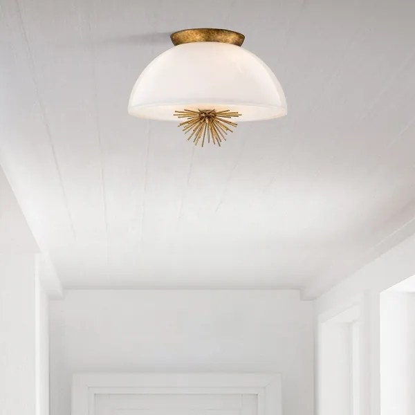 Quoizel STARING-3P-DG-OPAL-Csillár rúdon STARING 3xE14/40W/230V átm. 45,7cm arany