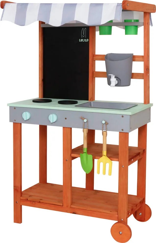 Kerekes kerti sárkonyha kerekeken kiegészítők csap kültéri Lulilo Sableto 116 cm