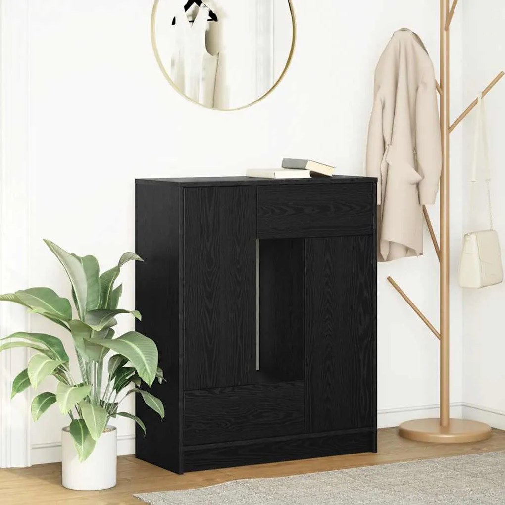 fekete tölgy komód fiókokkal és ajtókkal 73x31x90 cm