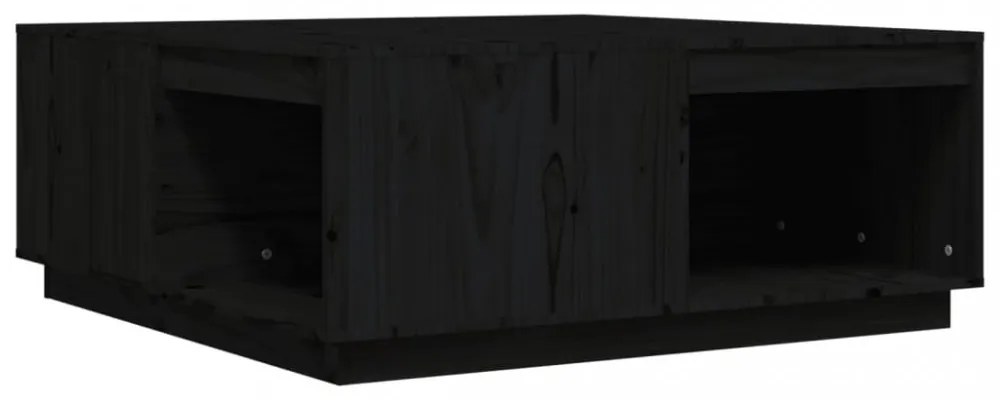 fekete tömör fenyőfa dohányzóasztal 100 x 101 x 40,5 cm