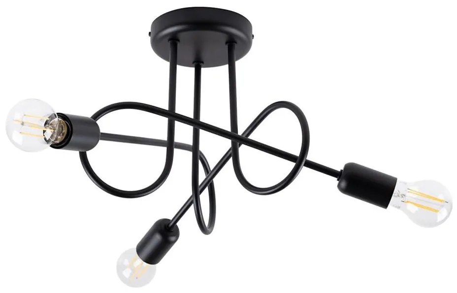 Sollux SL.1434 - Felületre szerelhető csillár  LOOP 3xE27/15W/230V fekete