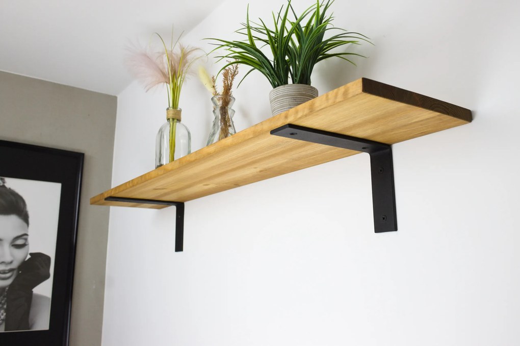 Ipari falra akasztható polc tömör fa, konyhába 100cm x 30cm