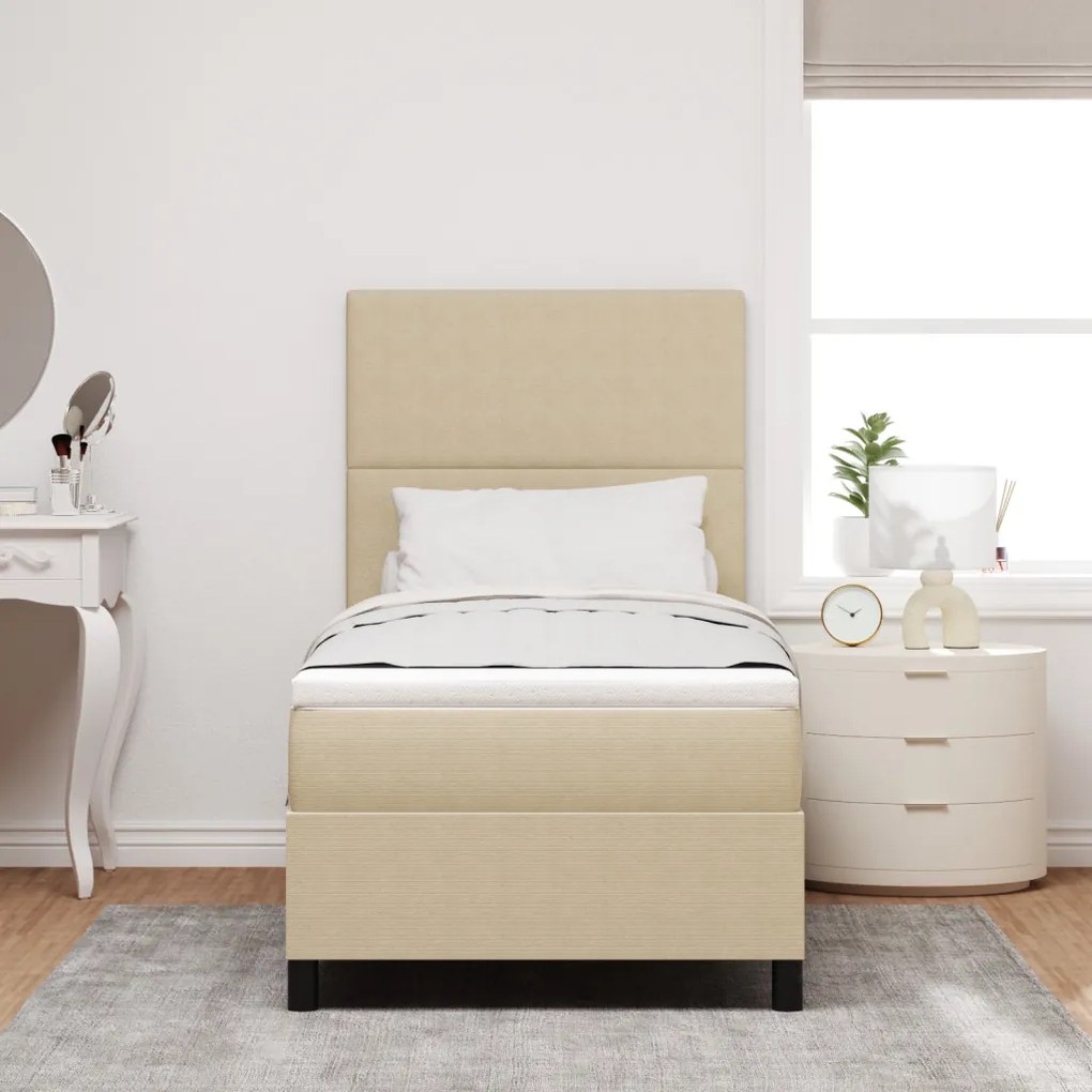 Boxspring Ágy Mattal és LED Fénnyel Zöld Szürke 100x200 cm Corduroy Szövet